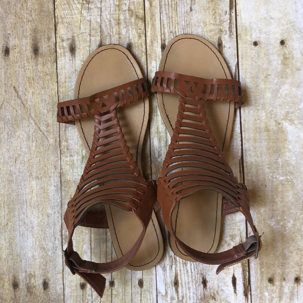 Bamboo Cognac Flat Sandal